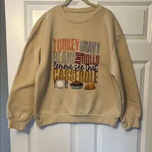 Cozy Beige Thanksgiving Graphic Sweater